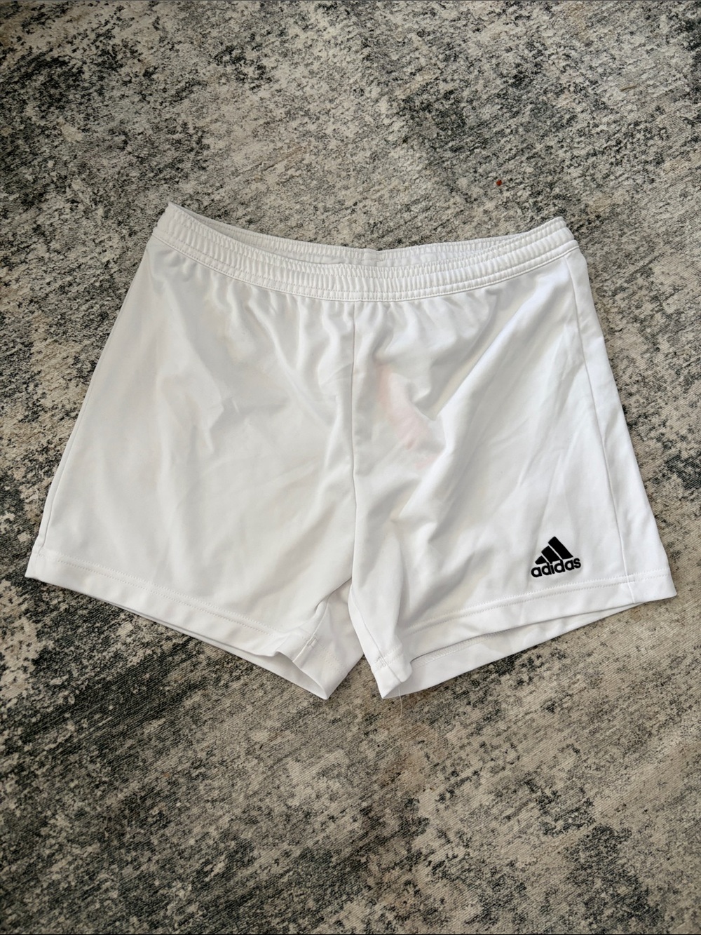 adidas White Athletic Shorts with Black Logo Detail